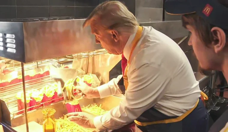 Trump Serves Fries to Question Harris’s Fast Food Story