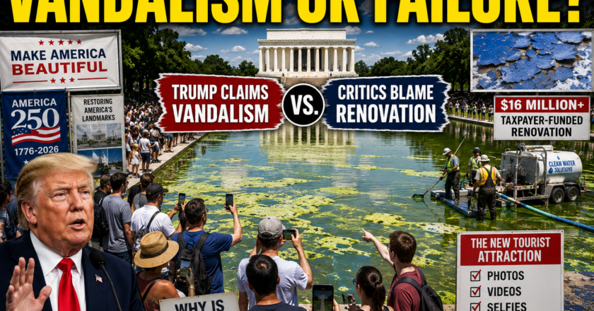 Lincoln Memorial Reflecting Pool Draws Tourists Amid Renovation Controversy
