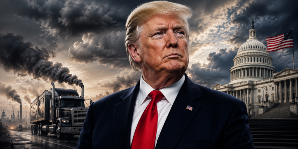 Current image: President Donald Trump amid growing calls for Clean Air Act pardons from convicted diesel mechanics.