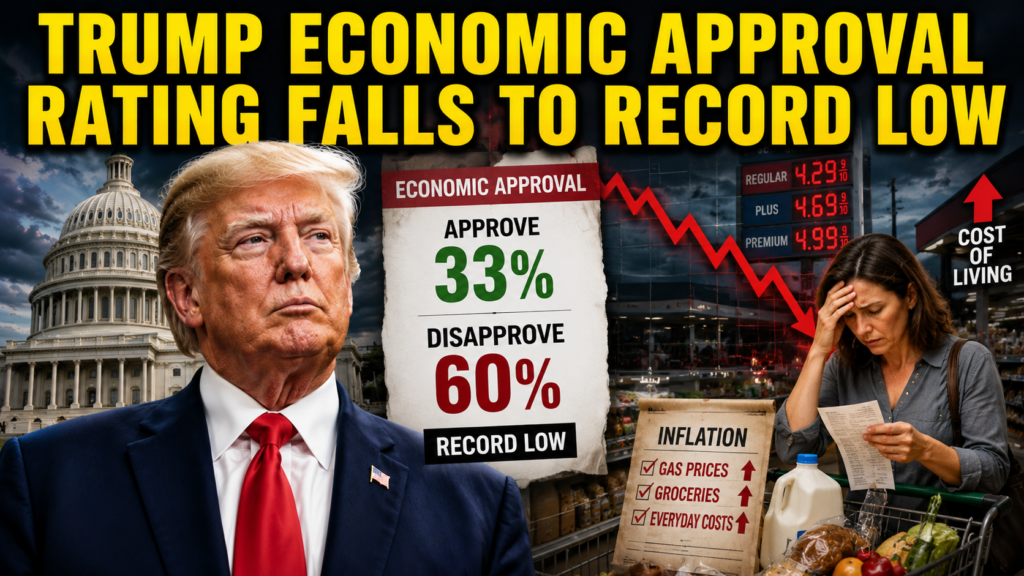 Chart showing Trump economic approval rating declining amid concerns over inflation and gas prices