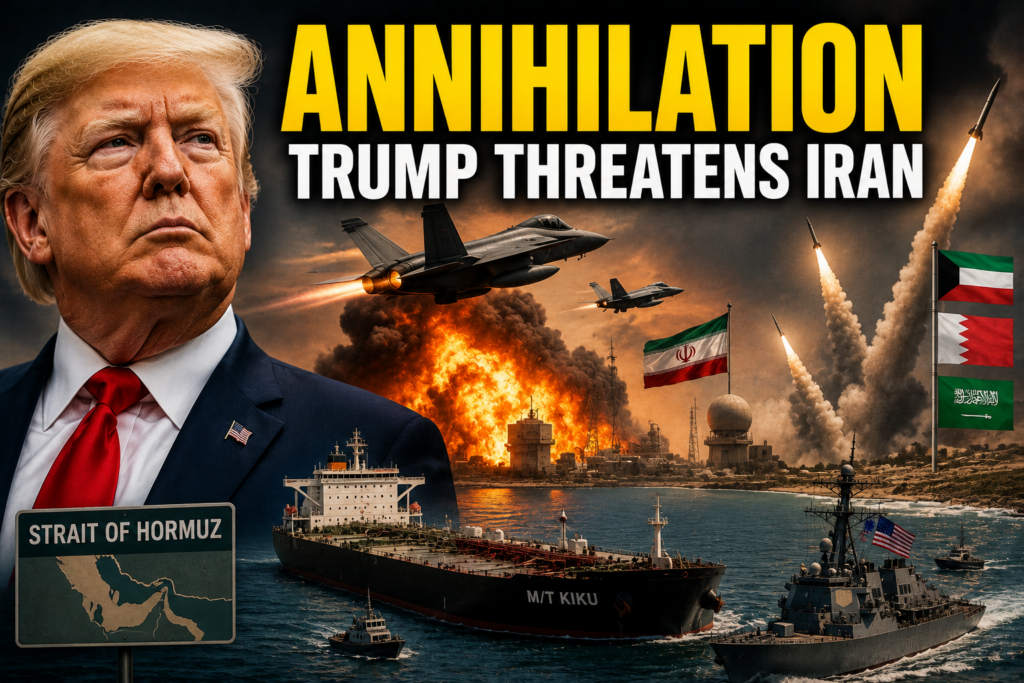 Trump Threatens Iran With “Annihilation” After New U.S. Strikes as Gulf Tensions Escalate