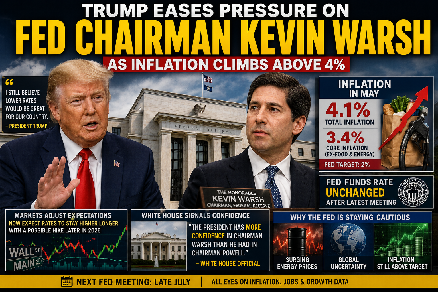 Trump Eases Pressure on Fed Chairman Kevin Warsh as Inflation Climbs Above 4%