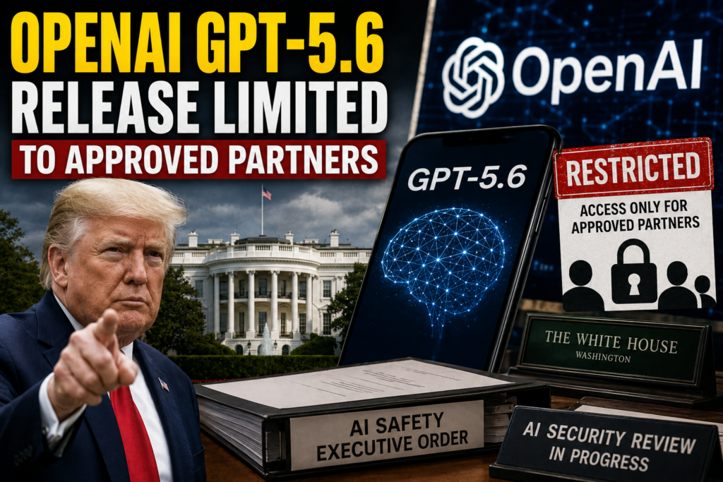 OpenAI CEO Sam Altman during the announcement of the GPT-5.6 rollout as the Trump administration introduces new oversight for advanced AI models.