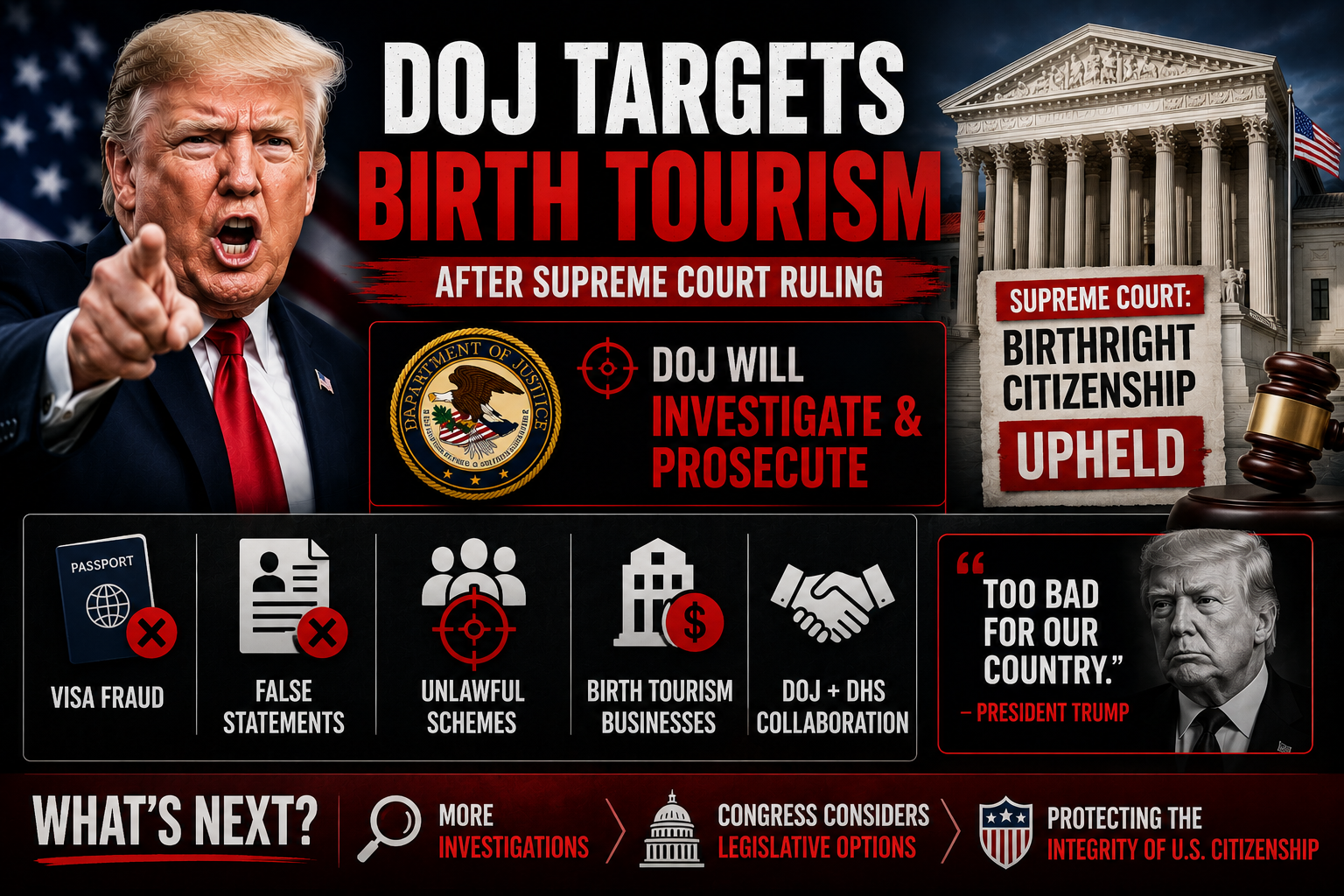 DOJ Targets Birth Tourism Following Supreme Court Birthright Citizenship Ruling