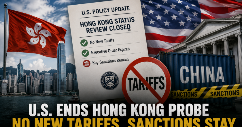 U.S. Ends Hong Kong Status Probe Without New Tariffs, Keeps Key Sanctions on China