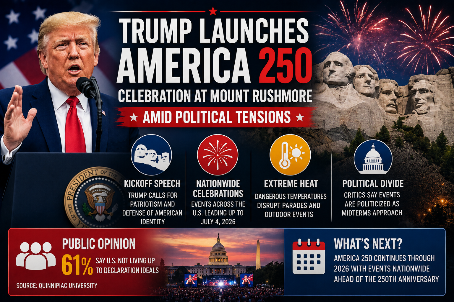 Trump Launches America 250 Celebration at Mount Rushmore Amid Political Tensions