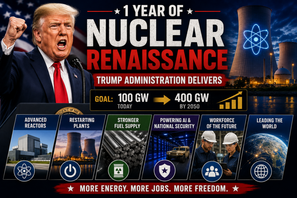 President Donald Trump signs executive orders supporting the expansion of U.S. nuclear energy and advanced reactor development.