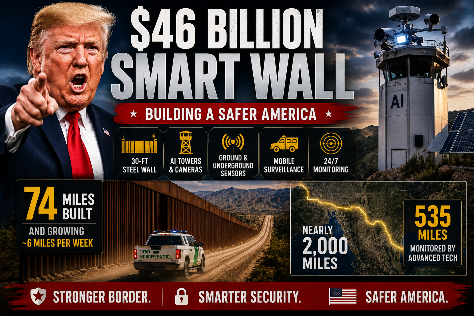 Trump Administration Unveils $46 Billion Smart Wall Along U.S.-Mexico Border