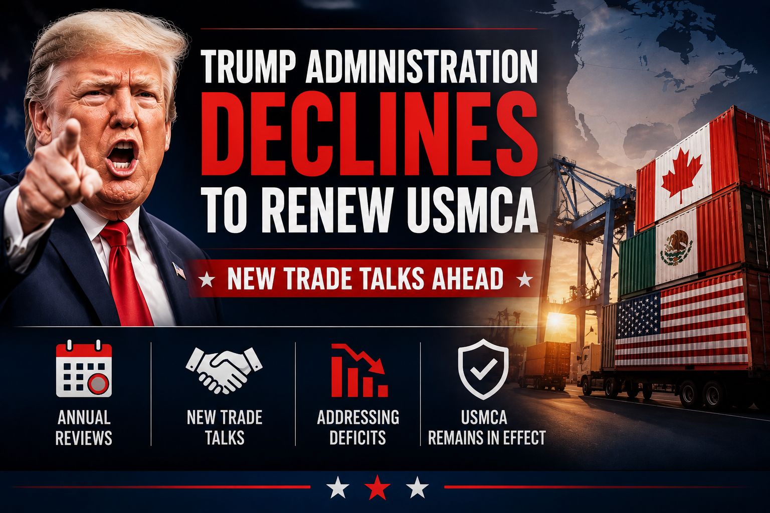 Trump Administration Declines to Renew USMCA, Opening Door to New Trade Talks With Canada and Mexico
