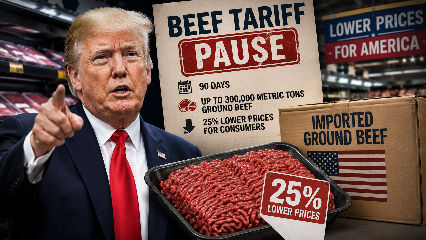 Trump Temporarily Waives Higher Beef Tariffs to Lower Prices