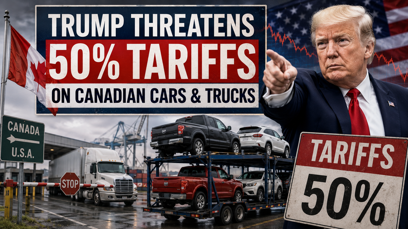 Trump Threatens 50% Tariffs on Canadian Cars and Trucks