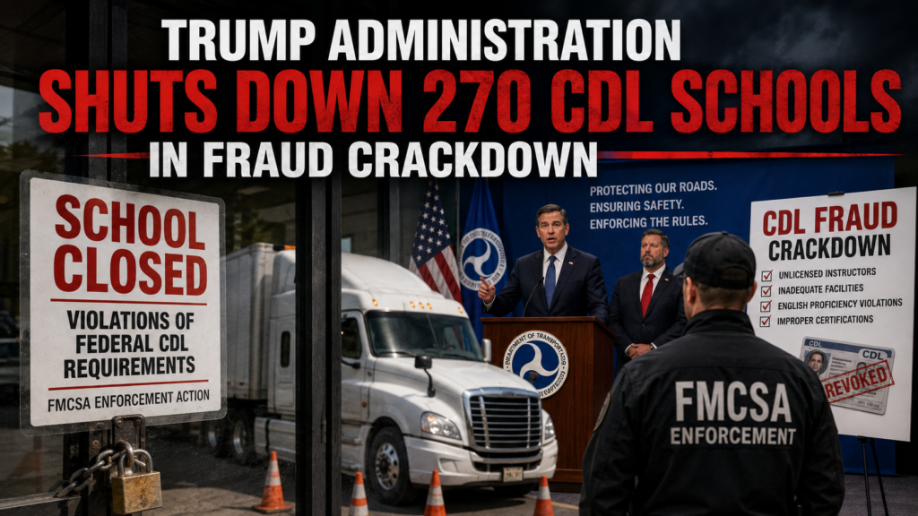 Trump Administration Shuts Down 270 CDL Schools in Fraud Crackdown