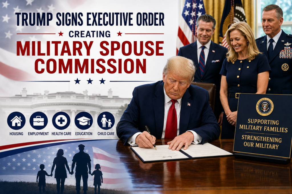 Donald Trump signs the executive order creating the Military Spouse Commission