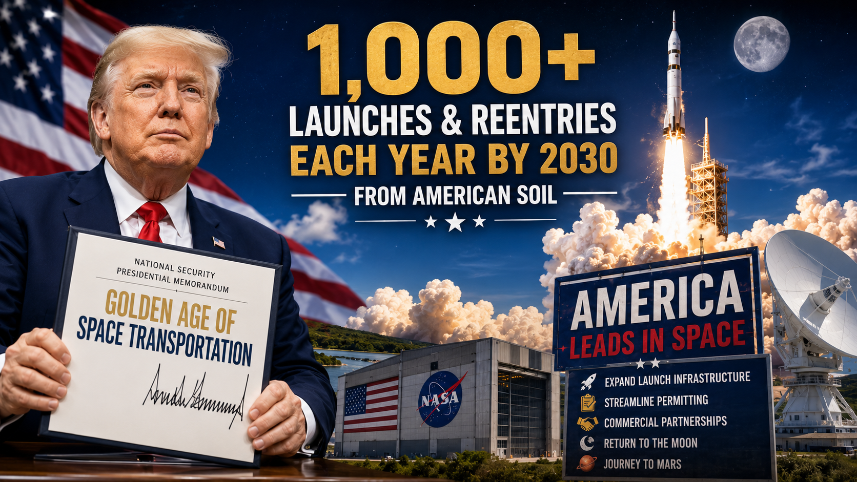 Trump Launches “Golden Age of Space Transportation” With 1,000-Launch Goal
