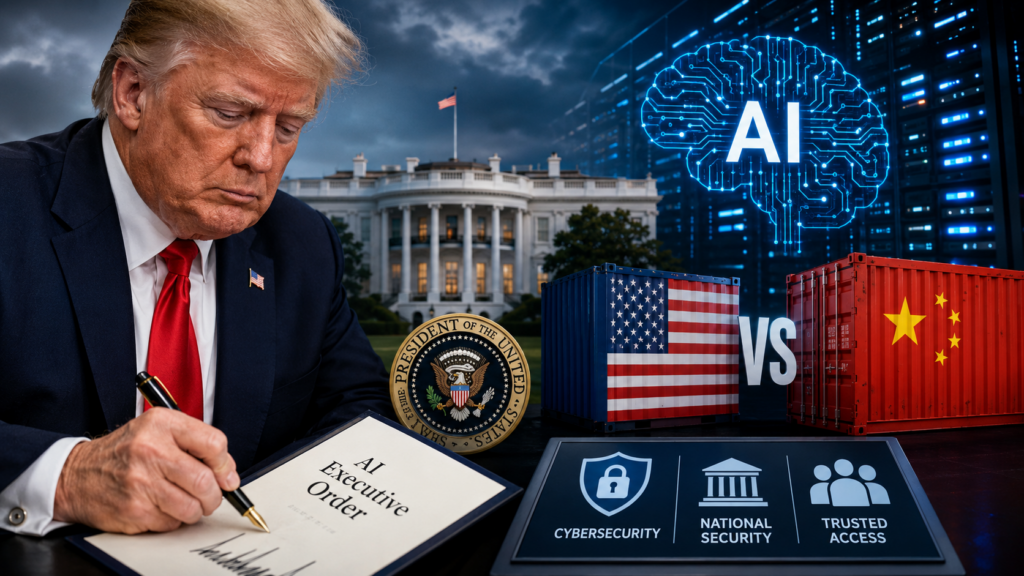 President Donald Trump discusses the AI executive order as federal agencies approach the Aug. 1 implementation deadline.