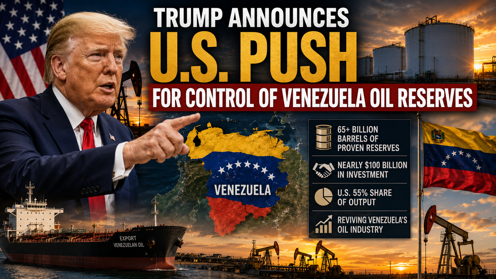 Trump Announces U.S. Push for Control of Venezuela Oil Reserves