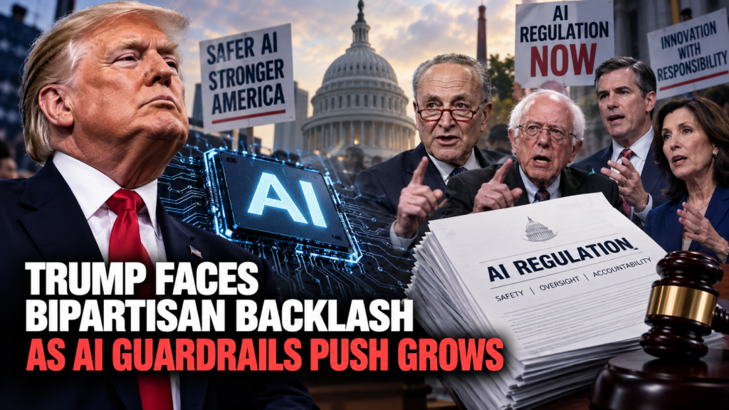 Donald Trump faces bipartisan pressure from Congress over AI guardrails and artificial intelligence regulation.
