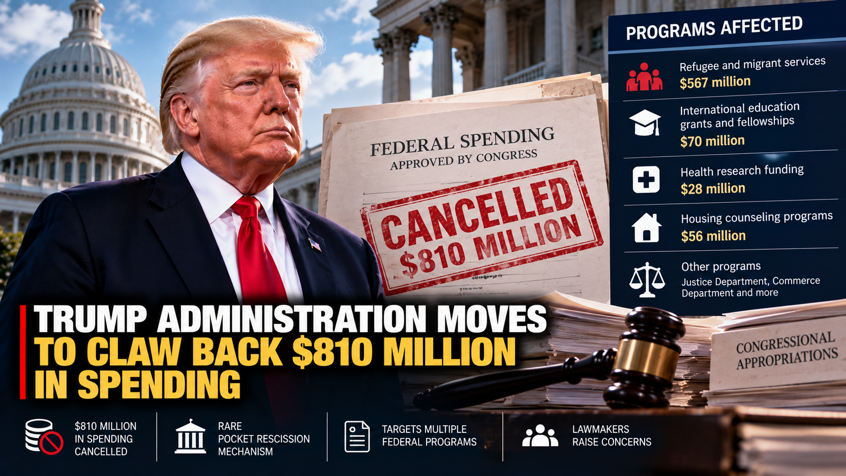Trump Administration Moves to Claw Back $810 Million in Spending