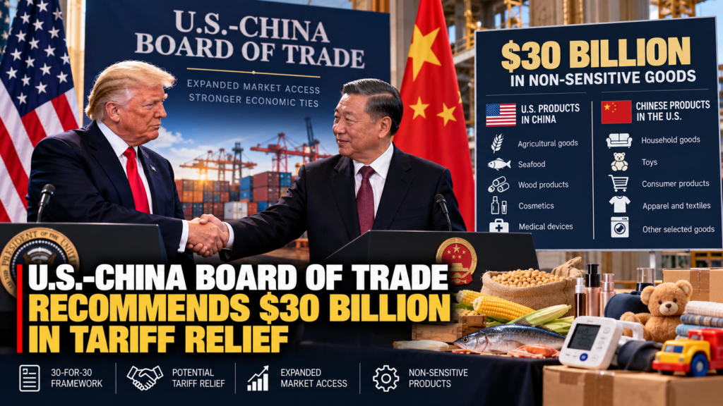 U.S.-China tariff relief framework covering $30 billion in goods per side