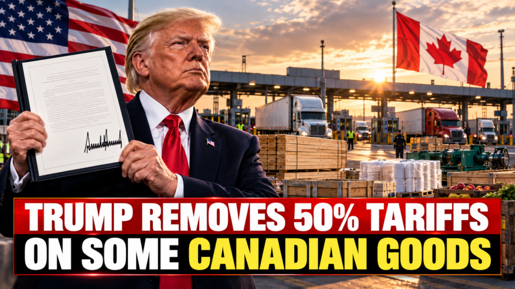 Donald Trump removes 50% tariffs on selected Canadian agricultural and forestry products amid ongoing U.S.-Canada trade tensions.