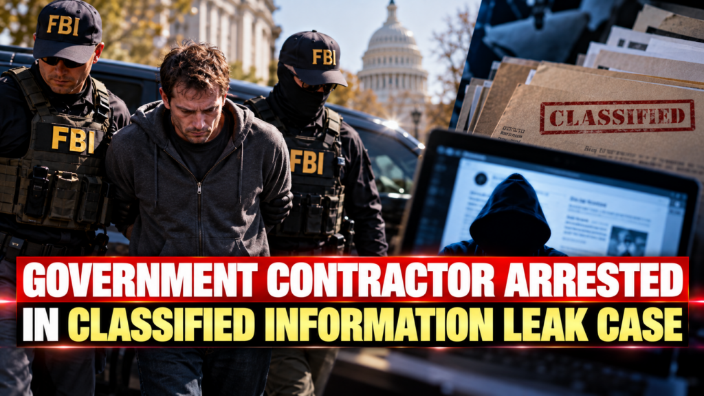 Federal authorities investigate a classified information leak case involving a government contractor accused of transmitting national defense information.