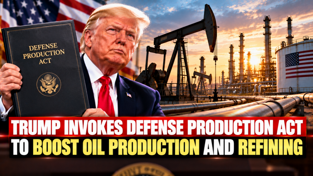 Donald Trump invokes the Defense Production Act to support U.S. oil production and refining.