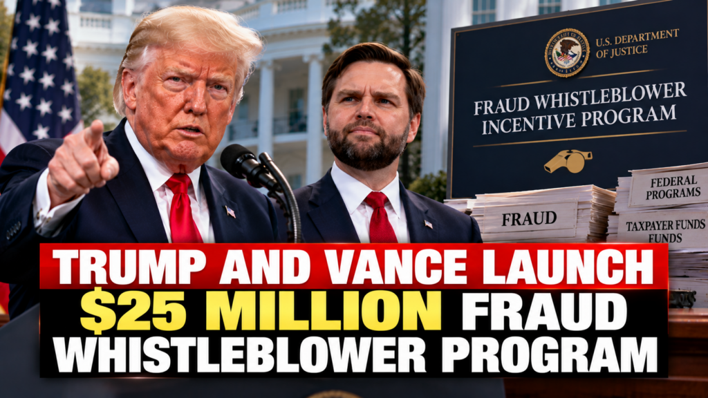 Donald Trump and JD Vance launch a $25 million fraud whistleblower program offering rewards for tips about federal fraud.