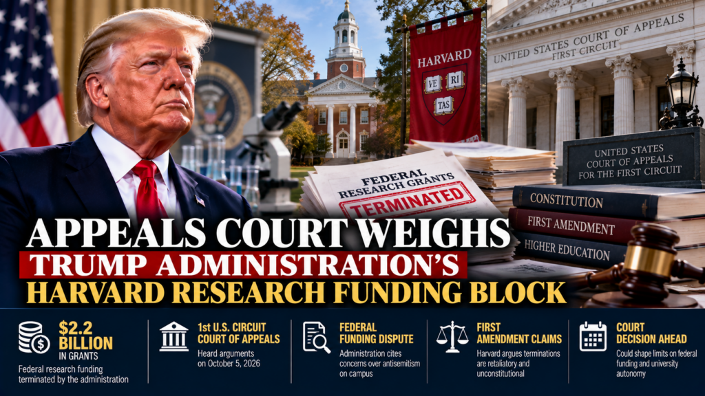 Appeals Court Weighs Trump Administration’s Harvard Research Funding Block