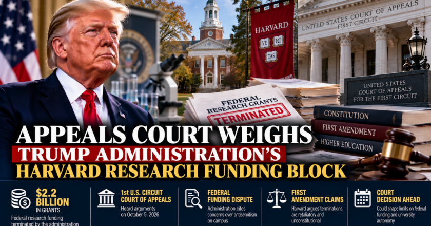 Appeals Court Weighs Trump Administration’s Harvard Research Funding Block