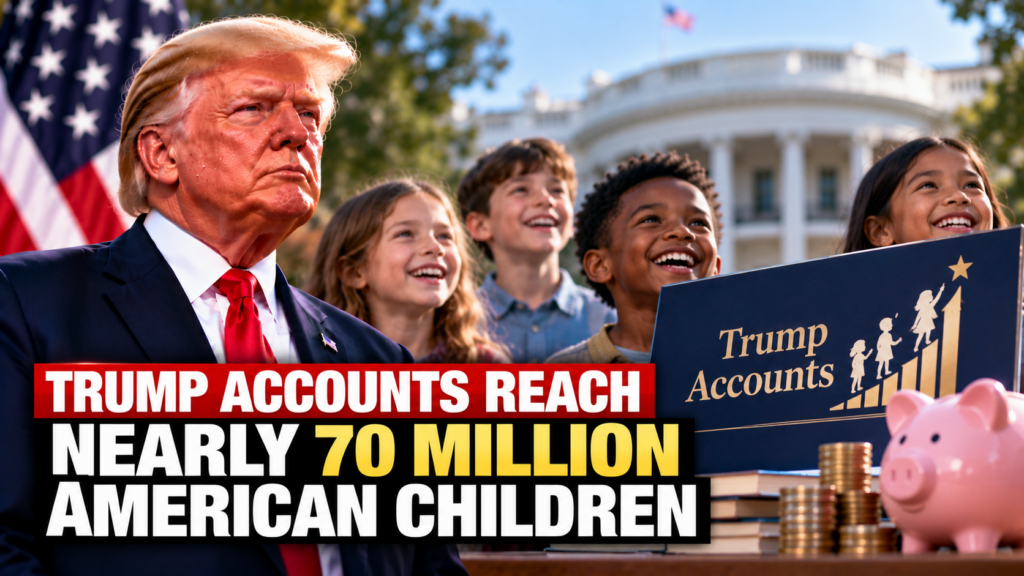 Trump Accounts program reaches nearly 70 million American children through automatic enrollment and investment contributions.