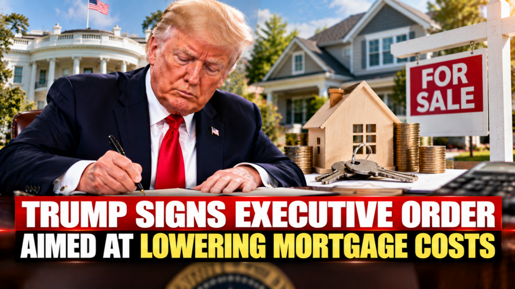 Donald Trump and his executive order aimed at reducing mortgage costs and improving housing affordability in the United States.